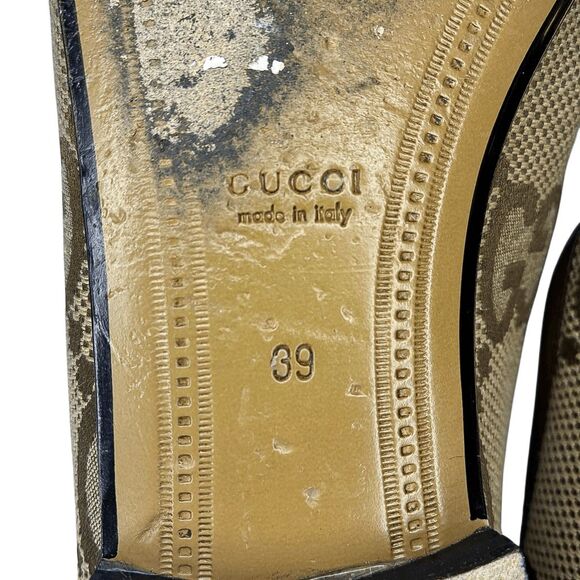 Gucci Jordan Jumbo GG Canvas Loafers Rosewood Beige Horsebit Slip-On Flats 39 - Picture 11 of 11